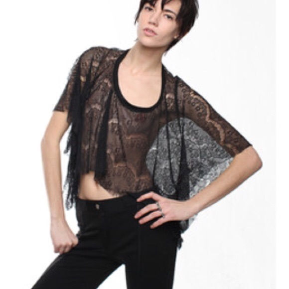 UNIF Black Lace Crop Top - Picture 2 of 7